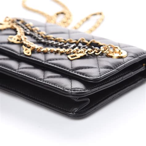 chanel lambskin quilted wallet on chain woc black|chanel wallet on chain price.